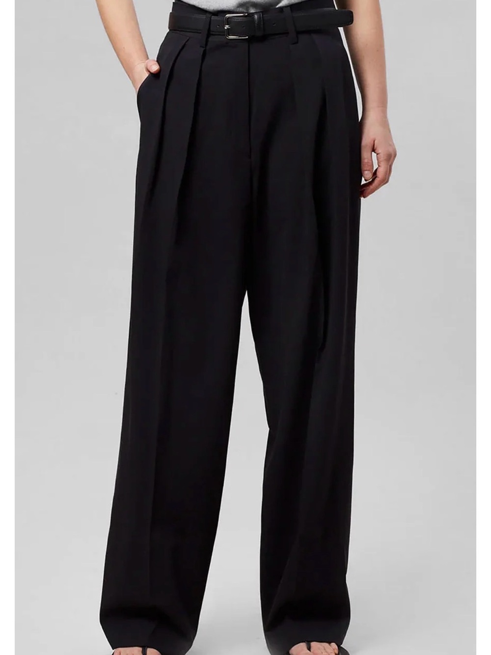 Frankie Shop Tansy Black High-Waist Wide-Leg Trousers